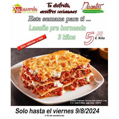Lasaña Francesa Ternera solo calentar 3 kg Lasaña Francesa Ternera solo calentar 3 kg