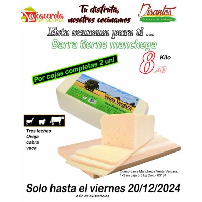 Queso barra Manchega Venta Vergara.